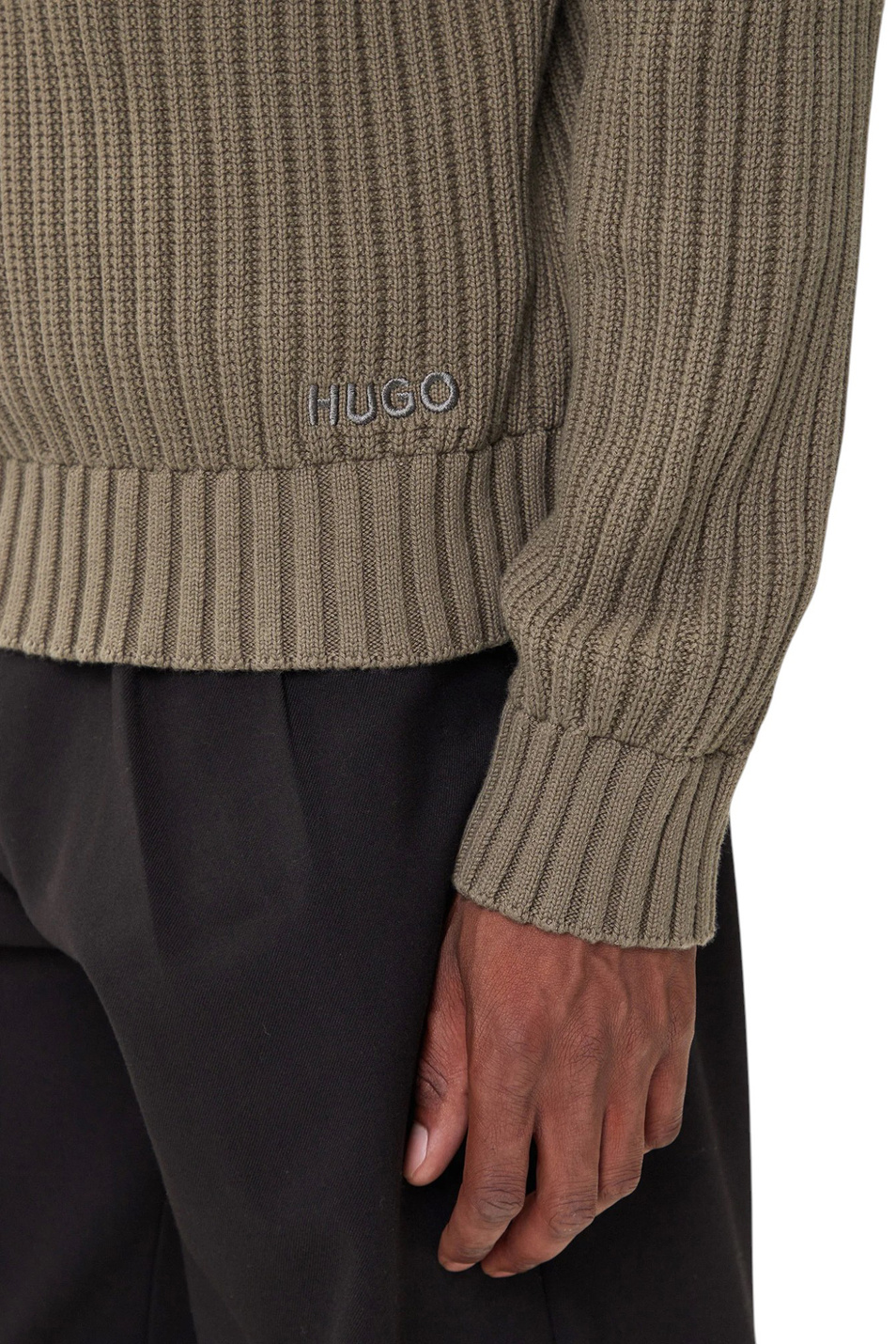 Джемпер Srigg из хлопка|Основной цвет:Хаки Мужской HUGO Джемпер Srigg из хлопка (цвет ), артикул 50547002 | Фото 6
