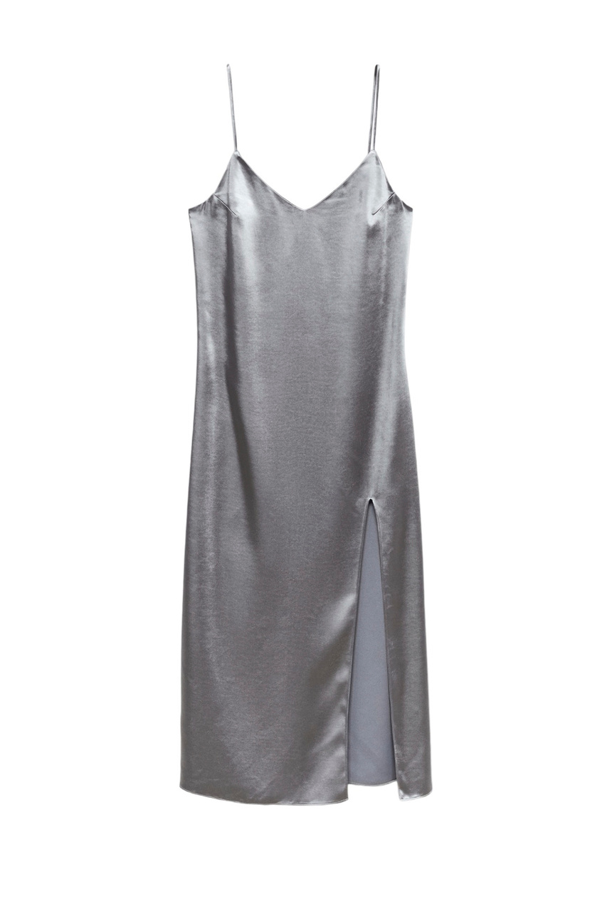 Платье атласное TINA с разрезом|Основной цвет:Серебристый|Артикул:57083800 | Фото 1