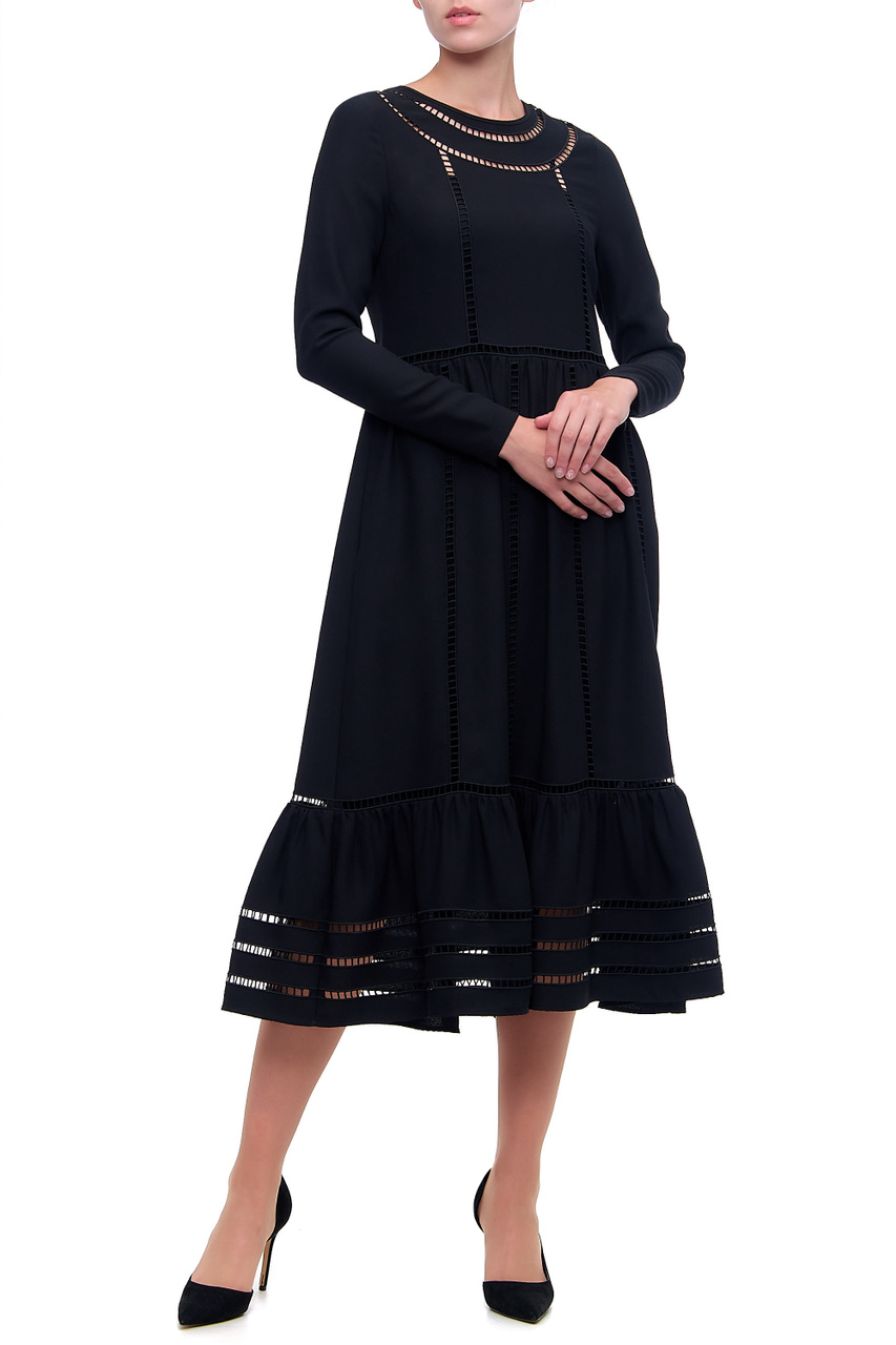Платье с перфорацией|Основной цвет:Черный|Артикул:WR3VA18K637 | Фото 1