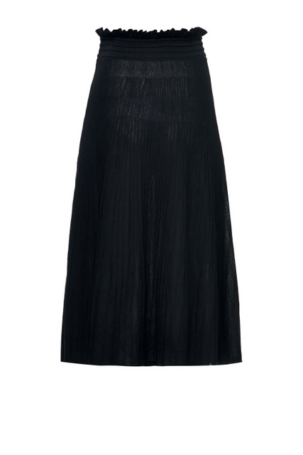 Однотонная юбка со сборками на поясе|Основной цвет:Черный|Артикул:A0180-6100 | Фото 2