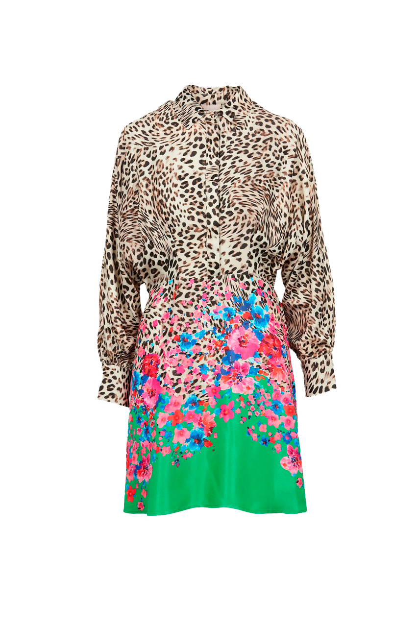 Платье-рубашка из вискозы|Основной цвет:Разноцветный|Артикул:WA3116TS033 | Фото 1
