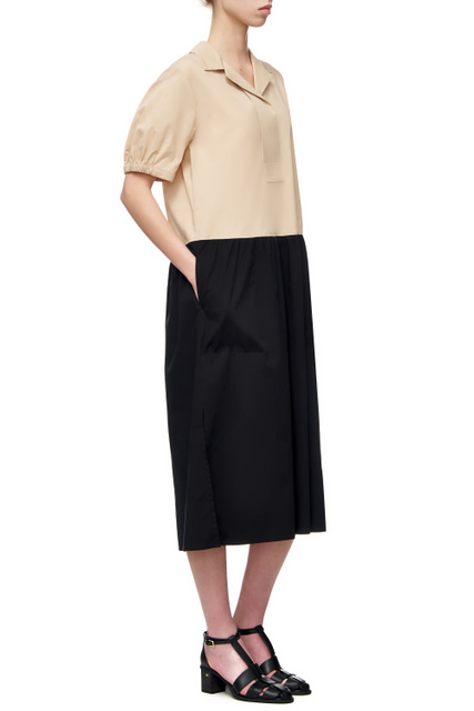 Платье-рубашка TILLA из эластичного хлопка|Основной цвет:Бежевый|Артикул:66537295 | Фото 2