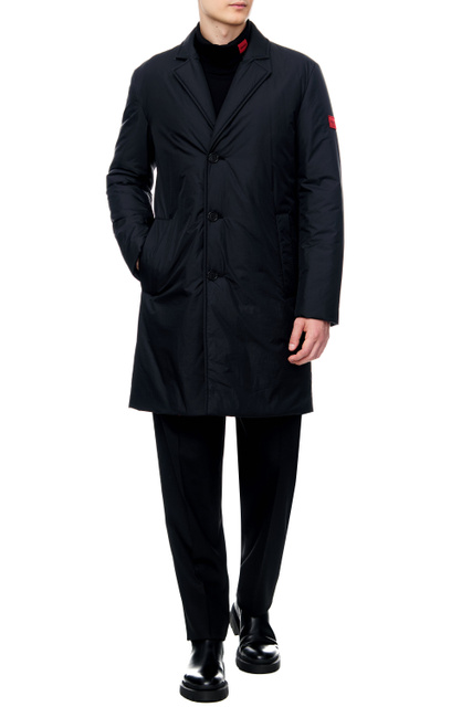 Пальто с контрастным логотипом|Основной цвет:Черный|Артикул:50474990 | Фото 2