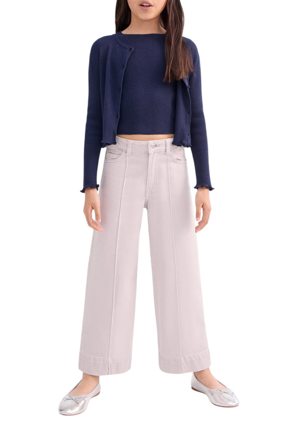 Девочкам Mango Kids Джинсы CULOTTE1 из хлопка (цвет ), артикул 17021249 | Фото 3