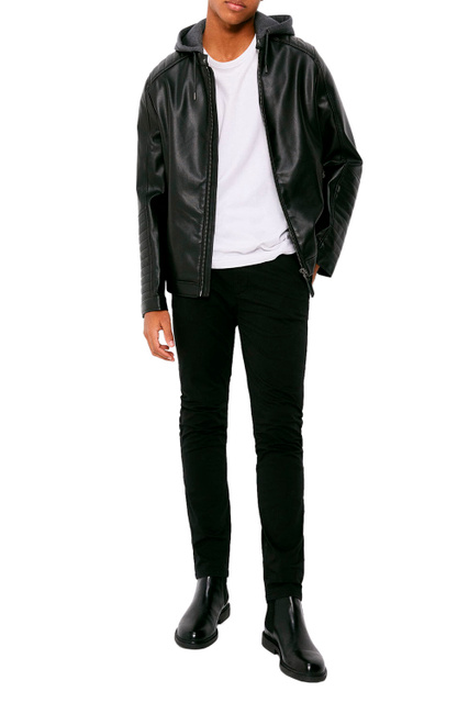 Куртка из искусственной кожи со съемным капюшоном|Основной цвет:Черный|Артикул:0485161 | Фото 2