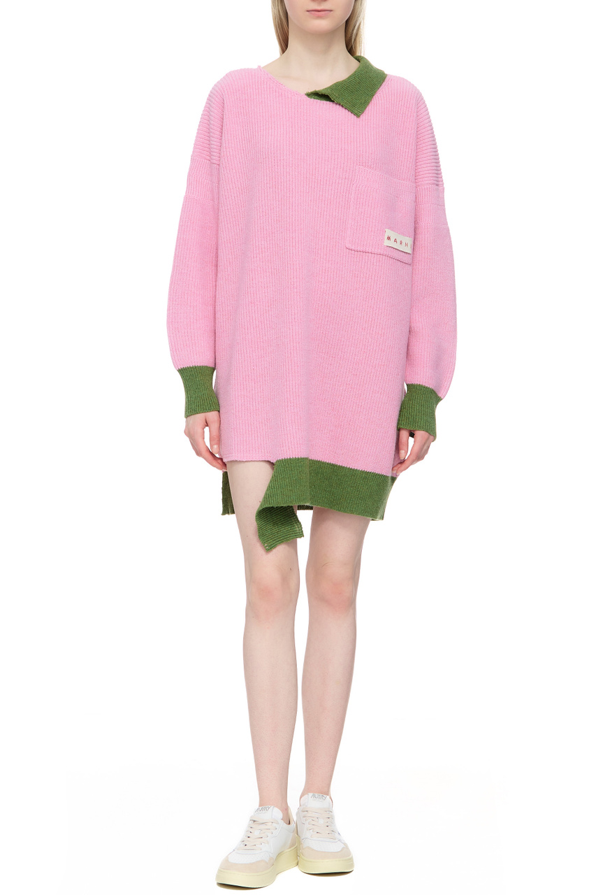Платье из шерсти и хлопка|Основной цвет:Розовый|Артикул:ABMD0111Q1-UFH440 | Фото 1