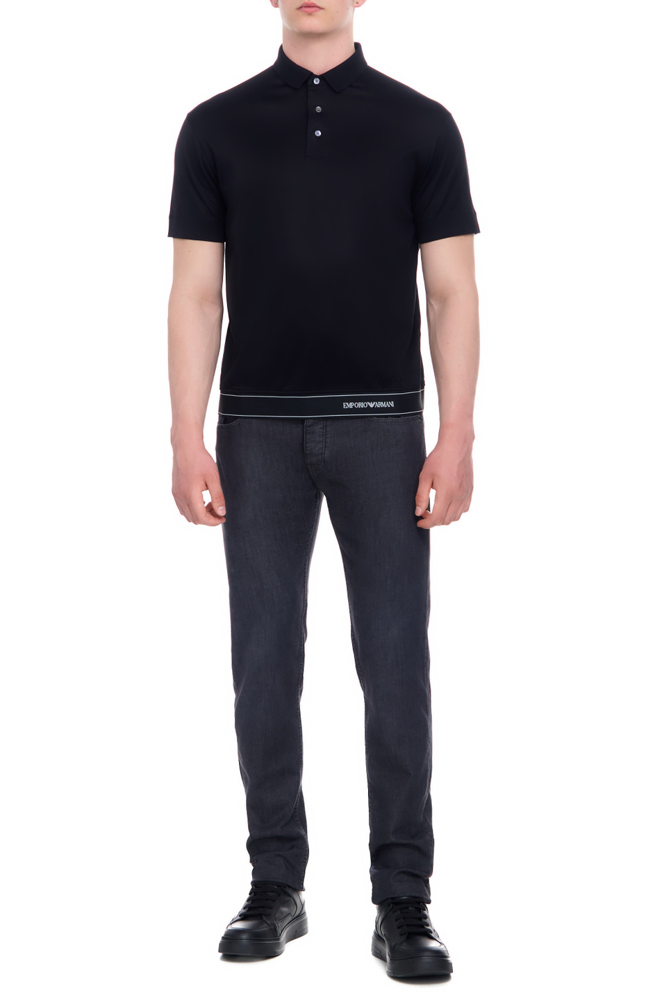 Мужской Emporio Armani Поло из лиоцелла и хлопка (цвет ), артикул 3R1F76-1JUVZ | Фото 2