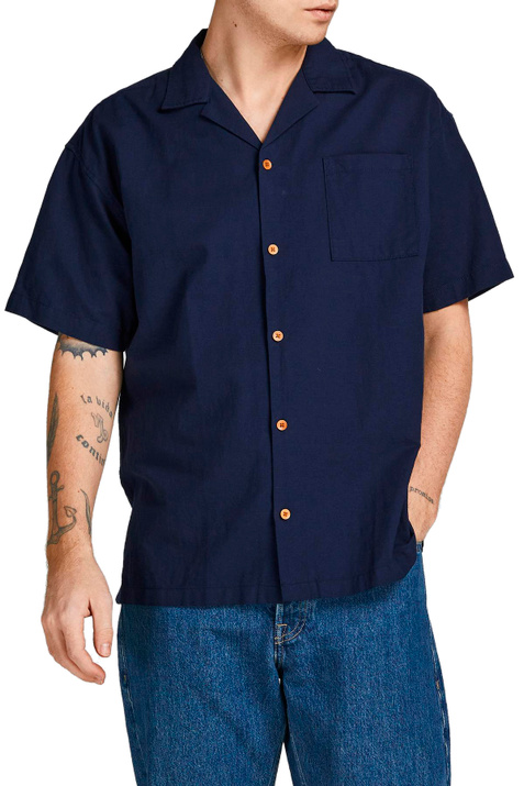 Jack & Jones Рубашка из хлопка и льна с коротким рукавом ( цвет), артикул 12196823 | Фото 3