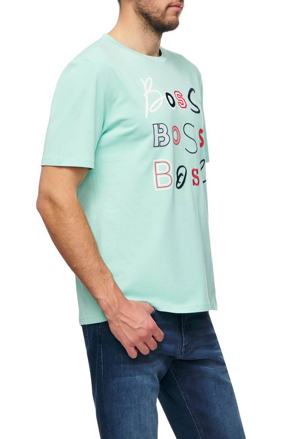 Мужской BOSS Футболка с короткими рукавами и 3 лого (цвет ), артикул 50473066 | Фото 3