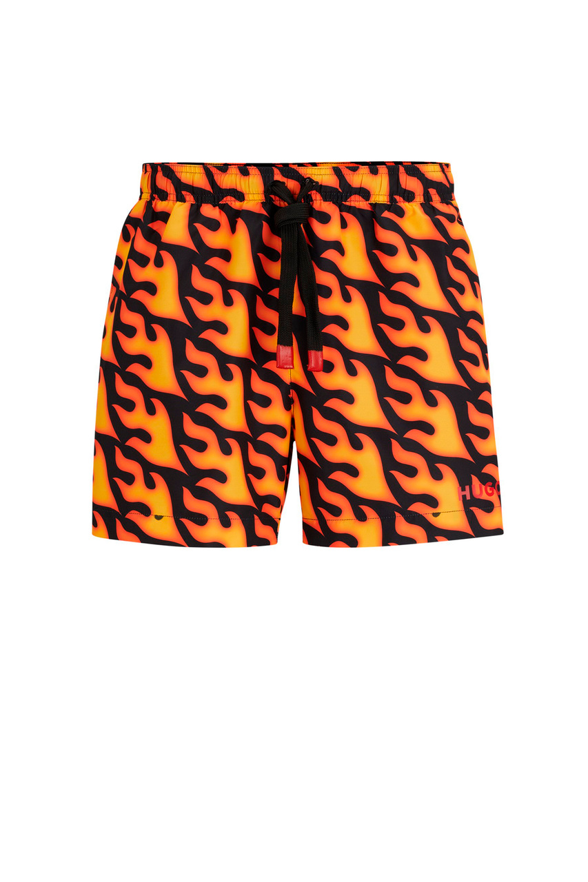 Шорты для плавания с принтом|Основной цвет:Оранжевый|Артикул:50510180 | Фото 1
