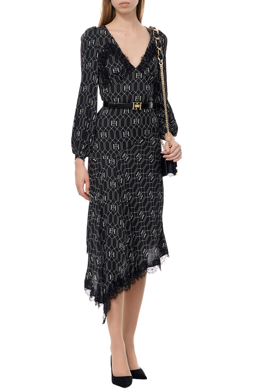 Платье из вискозы с принтом|Основной цвет:Черный|Артикул:AB53937E2 | Фото 1