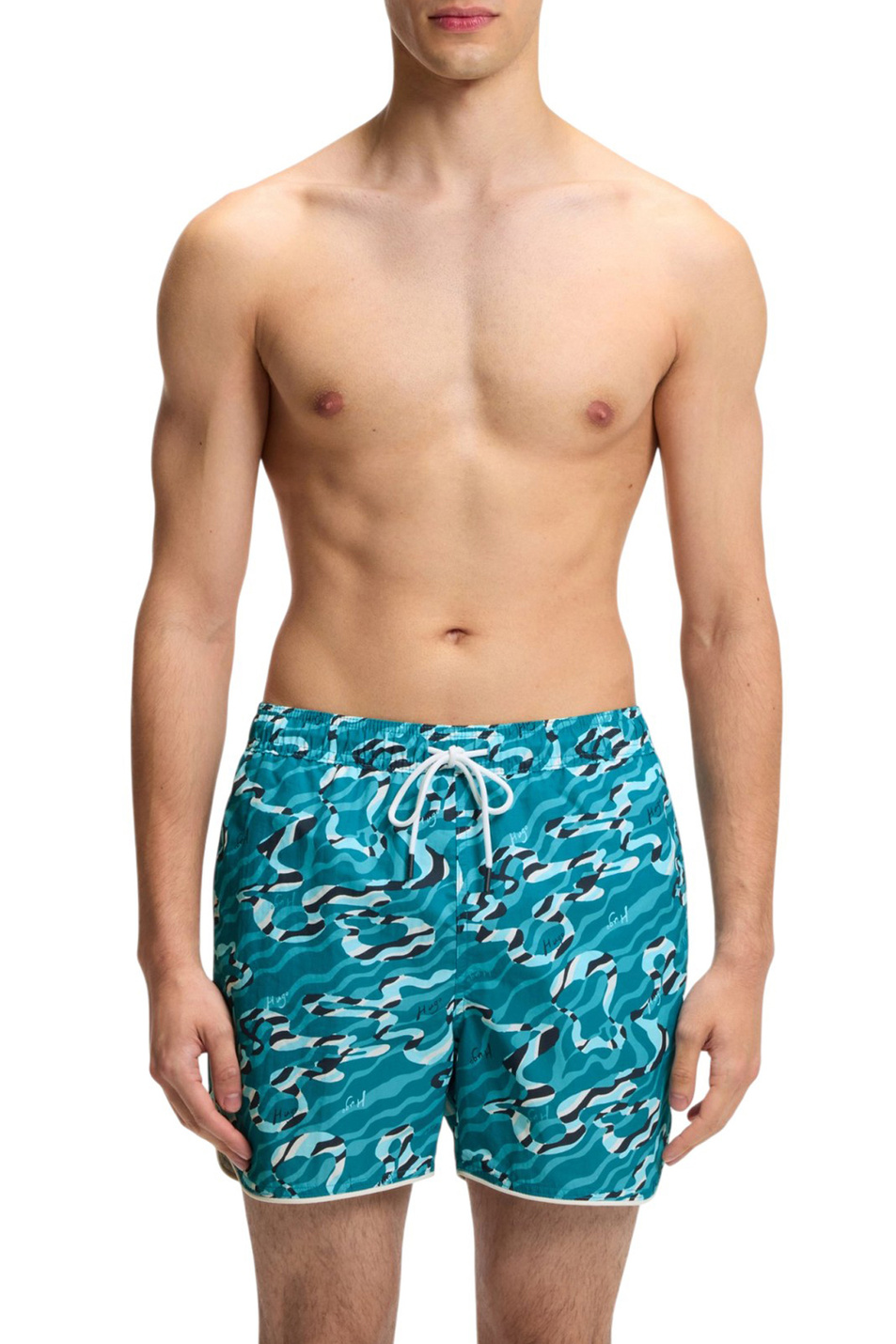 Мужской HUGO Шорты для плавания RIK с принтом (цвет ), артикул 50533795 | Фото 2