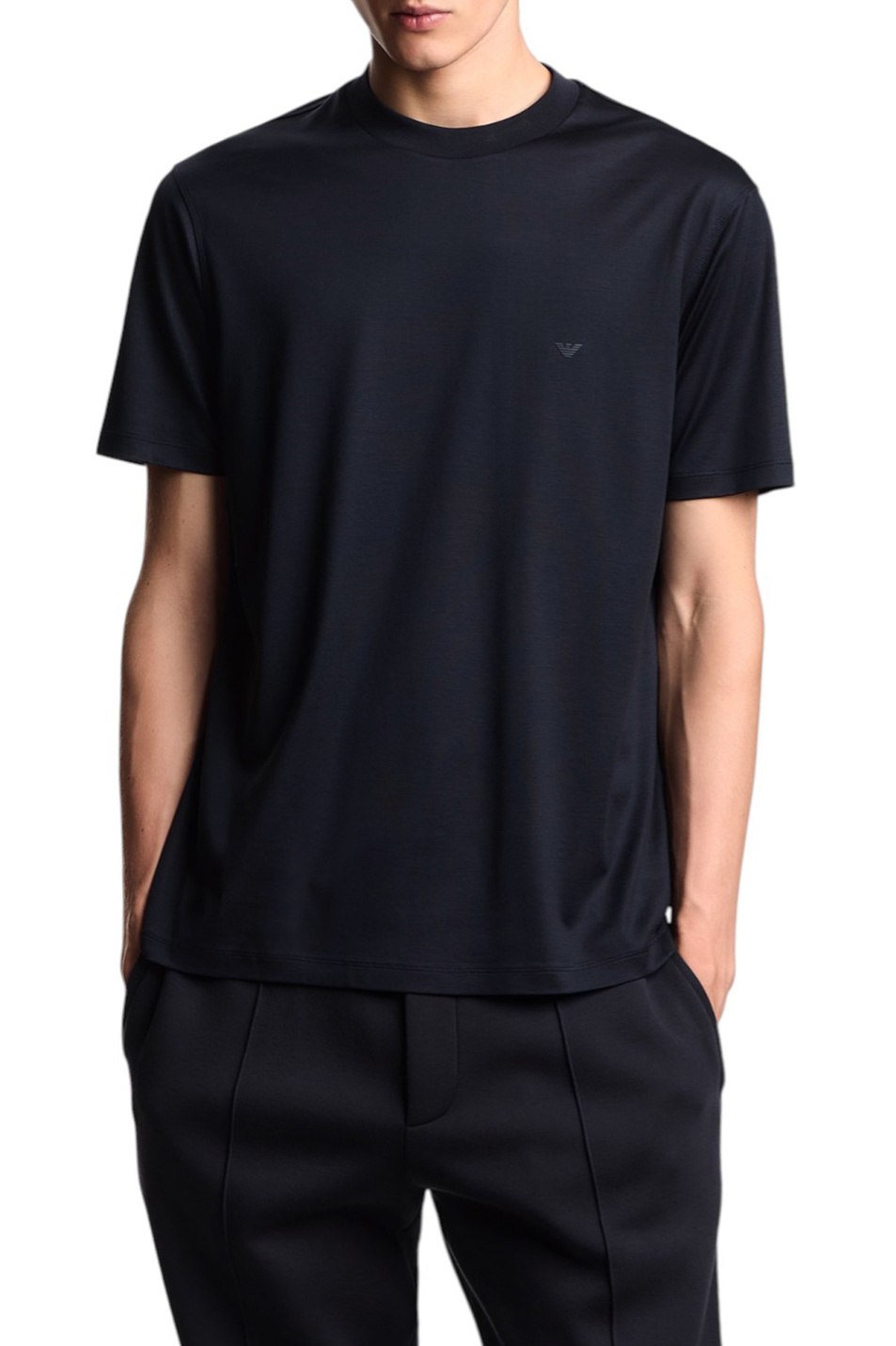 Футболка с логотипом|Основной цвет:Синий Мужской Emporio Armani Футболка с логотипом (цвет ), артикул EM003137-AF10761 | Фото 3