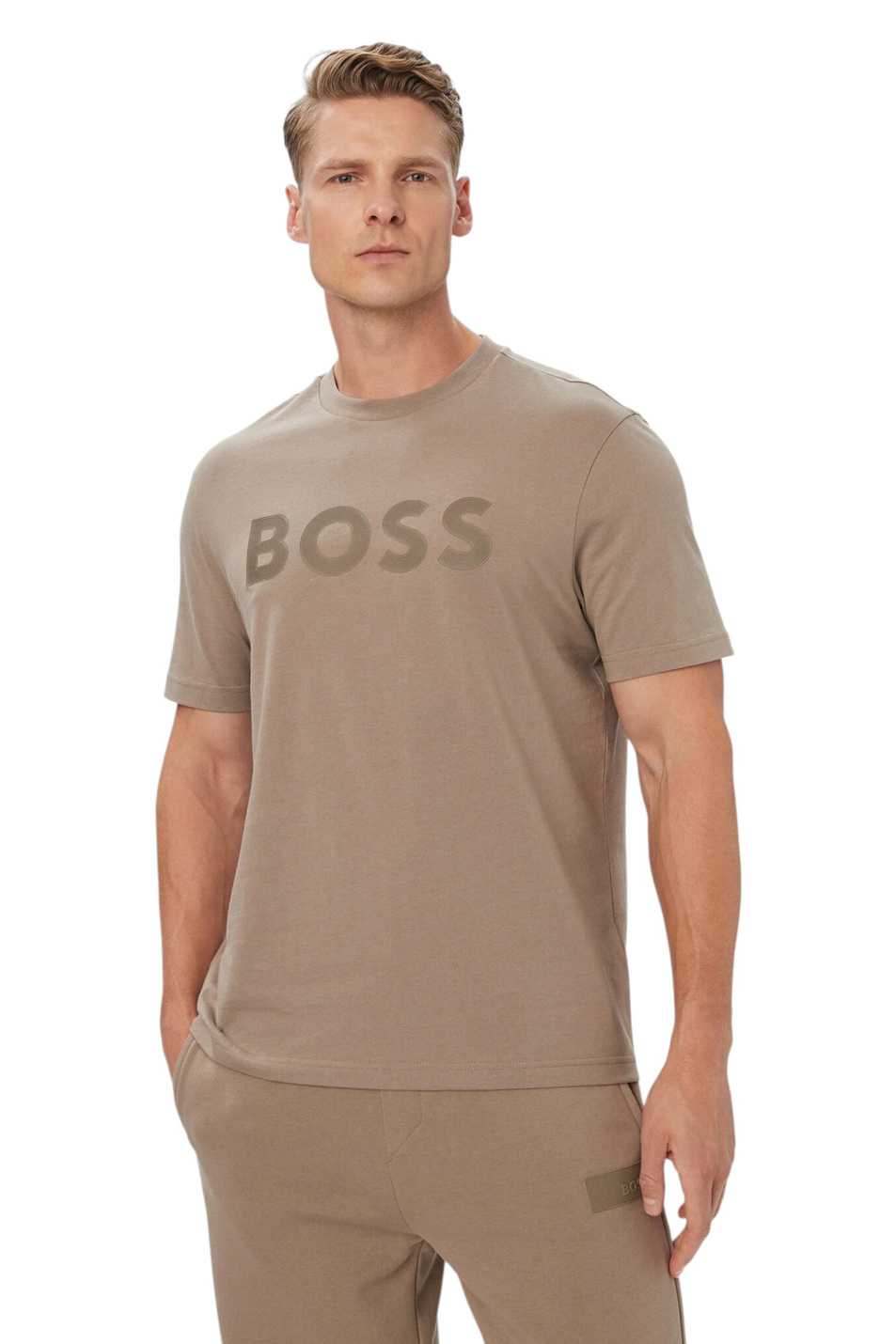 Футболка с логотипом|Основной цвет:Бежевый Мужской BOSS Футболка с логотипом (цвет ), артикул 50566883 | Фото 4