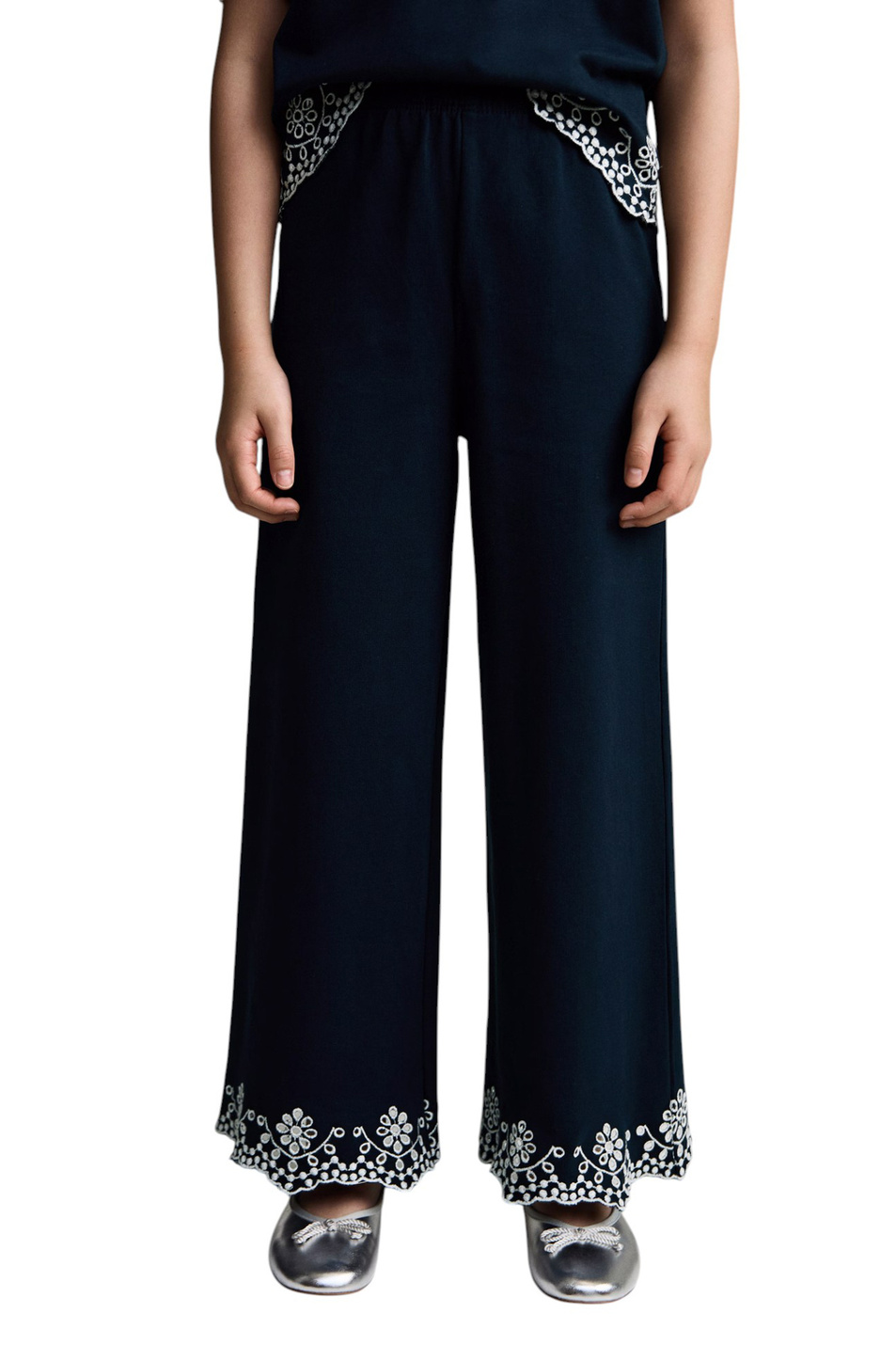 Девочкам Mango Kids Брюки SUIZPANT из хлопка с вышивкой (цвет ), артикул 87095947 | Фото 4