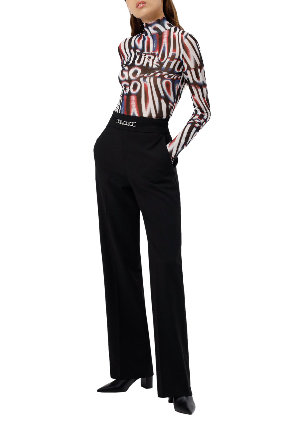 Женский HUGO Прозрачная блуза с высоким воротником (цвет ), артикул 50461708 | Фото 2