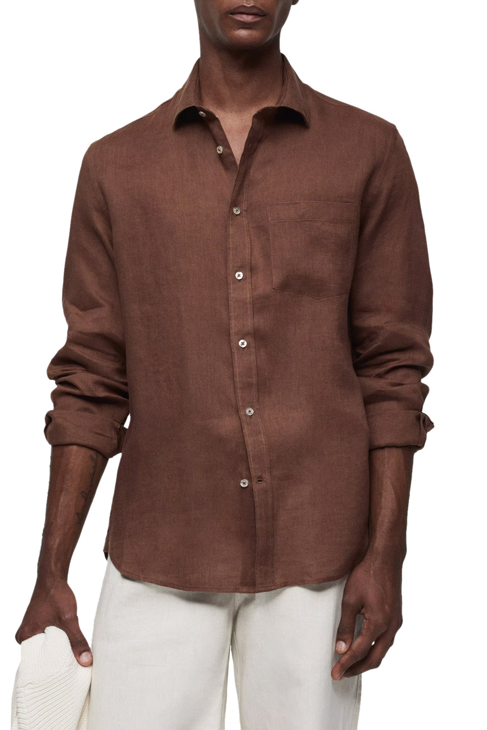 Мужской Mango Man Рубашка AVISPA из чистого льна (цвет ), артикул 67045982 | Фото 3