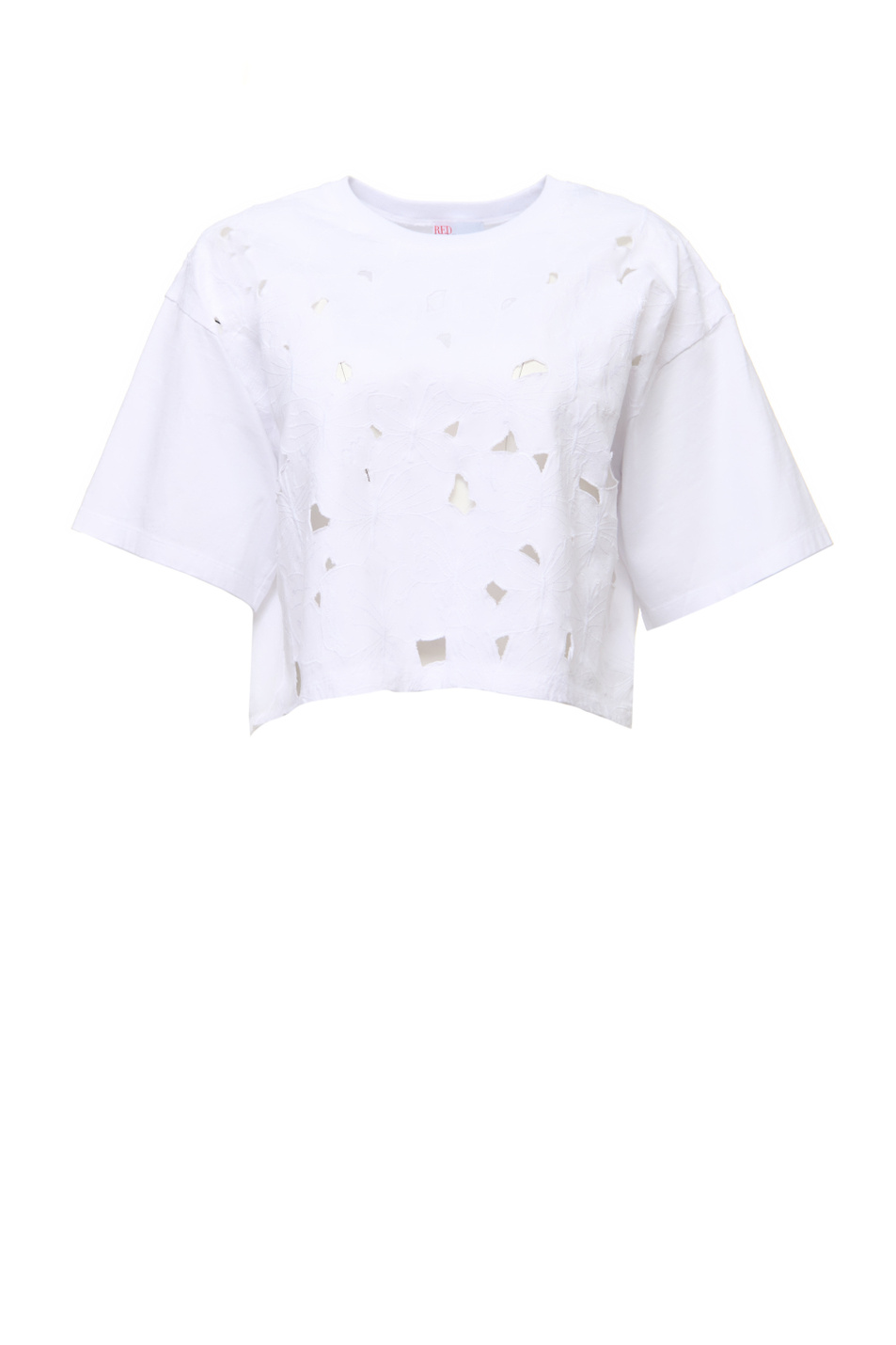 Женский Red Valentino Укороченная футболка с перфорацией (цвет ), артикул XR3MG13R6D4 | Фото 1