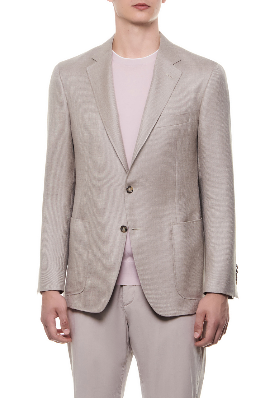 Пиджак из шерсти, шелка и льна|Основной цвет:Серый|Артикул:23275CU05013 | Фото 1