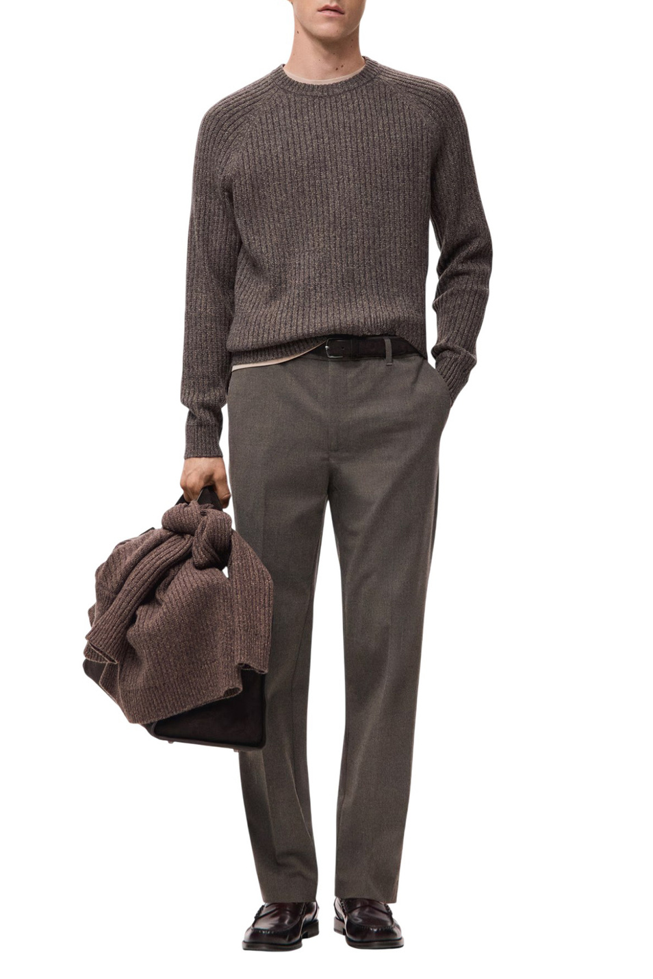 Джемпер JOAN из смесовой шерсти|Основной цвет:Коричневый Мужской Mango Man Джемпер JOAN из смесовой шерсти (цвет ), артикул 27041252 | Фото 2