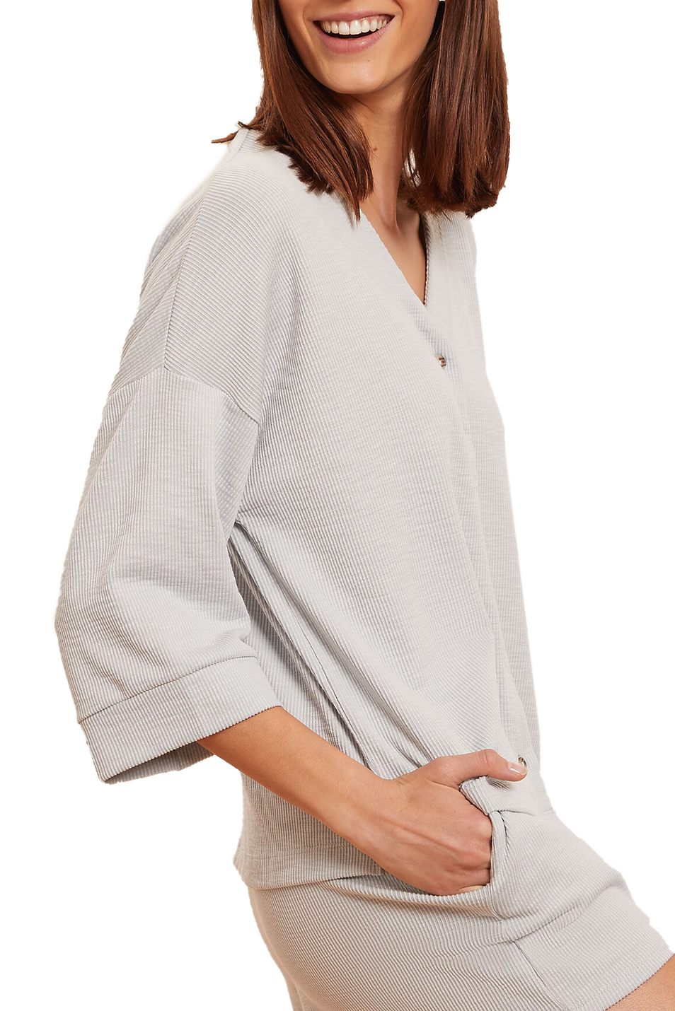 Etam Пижамная рубашка AGATHA из ткани в рубчик (цвет ), артикул 6526136 | Фото 1
