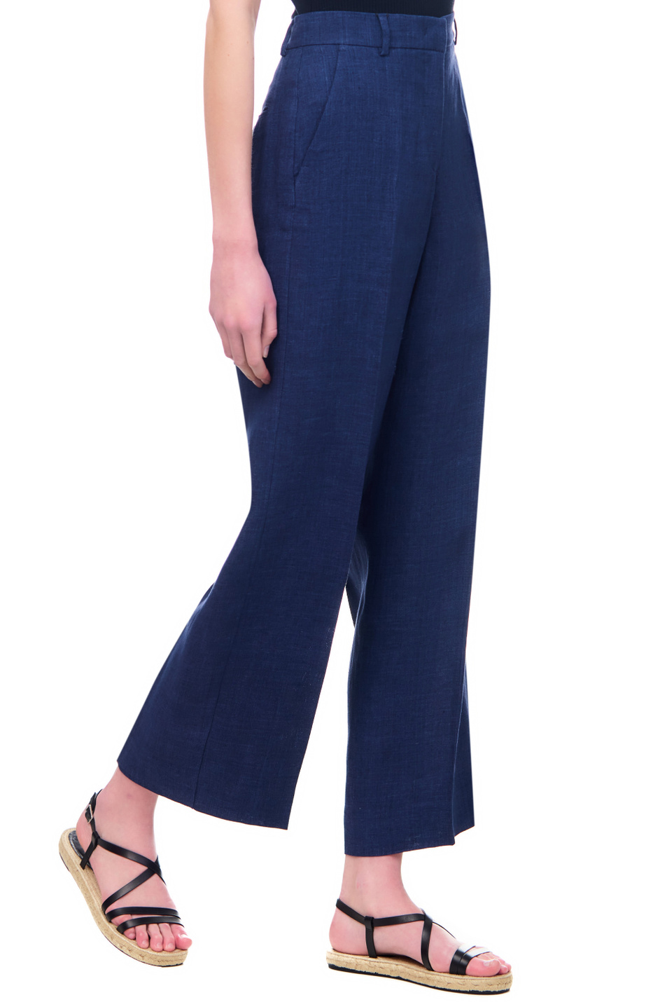Женский Weekend Max Mara Брюки MALIZIA из чистого льна (цвет синий), артикул 2351311231 | Фото 5