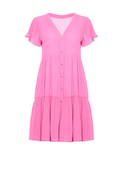 Платье с V-образным вырезом|Основной цвет:Розовый|Артикул:WA3267T0414 | Фото 1