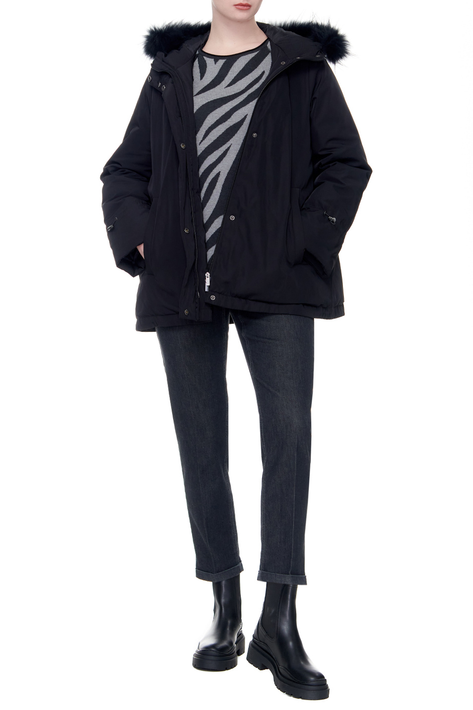 Persona Расклешенная куртка PELTRO с натуральной меховой опушкой (цвет ), артикул 1484081 | Фото 3
