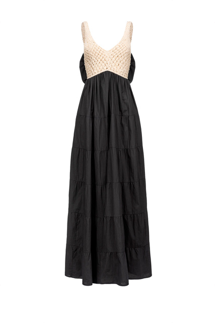 Платье без рукавов с контрастным лифом|Основной цвет:Черный|Артикул:1G17NHY7Y3 | Фото 1