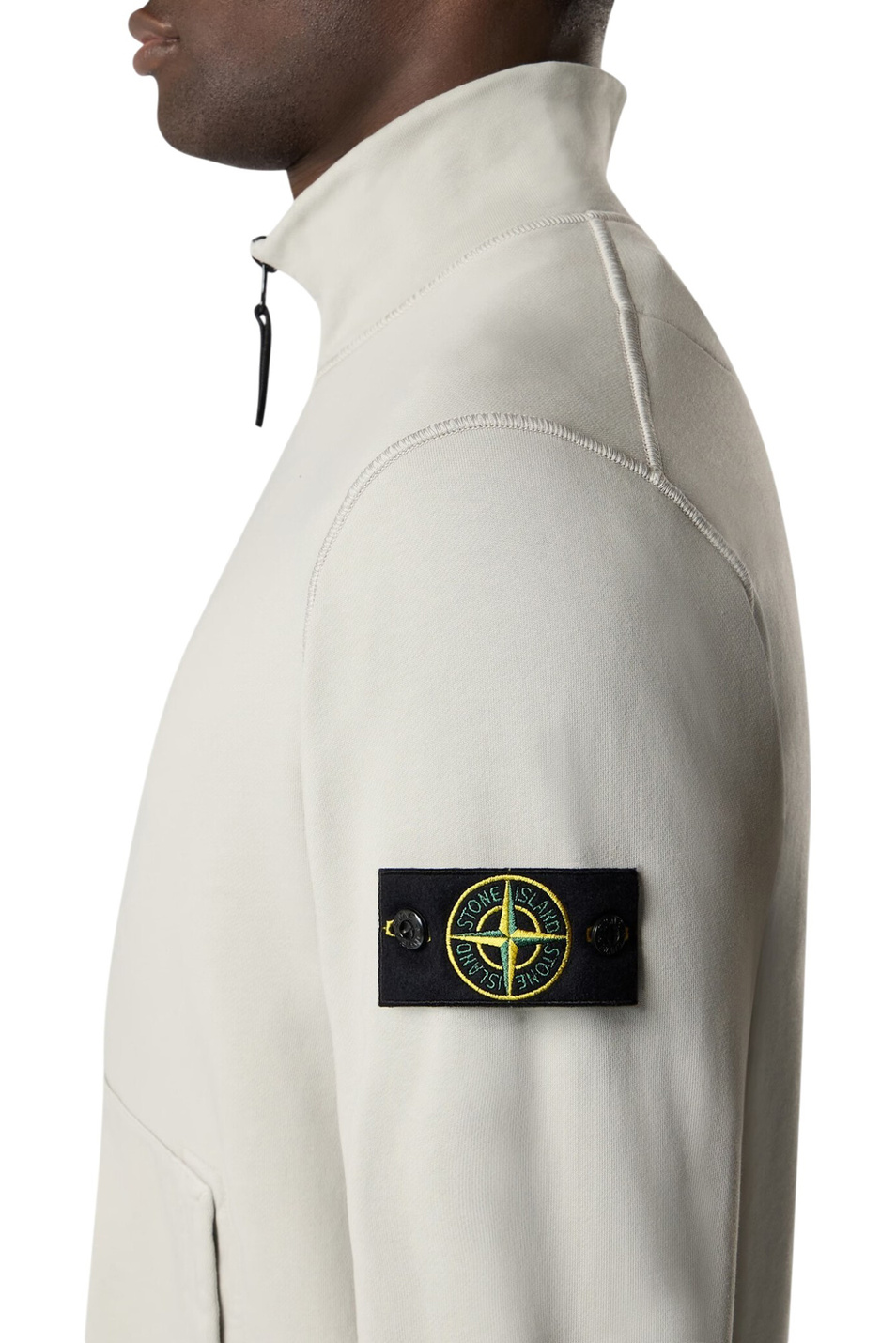 Толстовка из хлопкового флиса|Основной цвет:Серый Мужской Stone Island Толстовка из хлопкового флиса (цвет ), артикул L1S156100063-S0051 | Фото 5