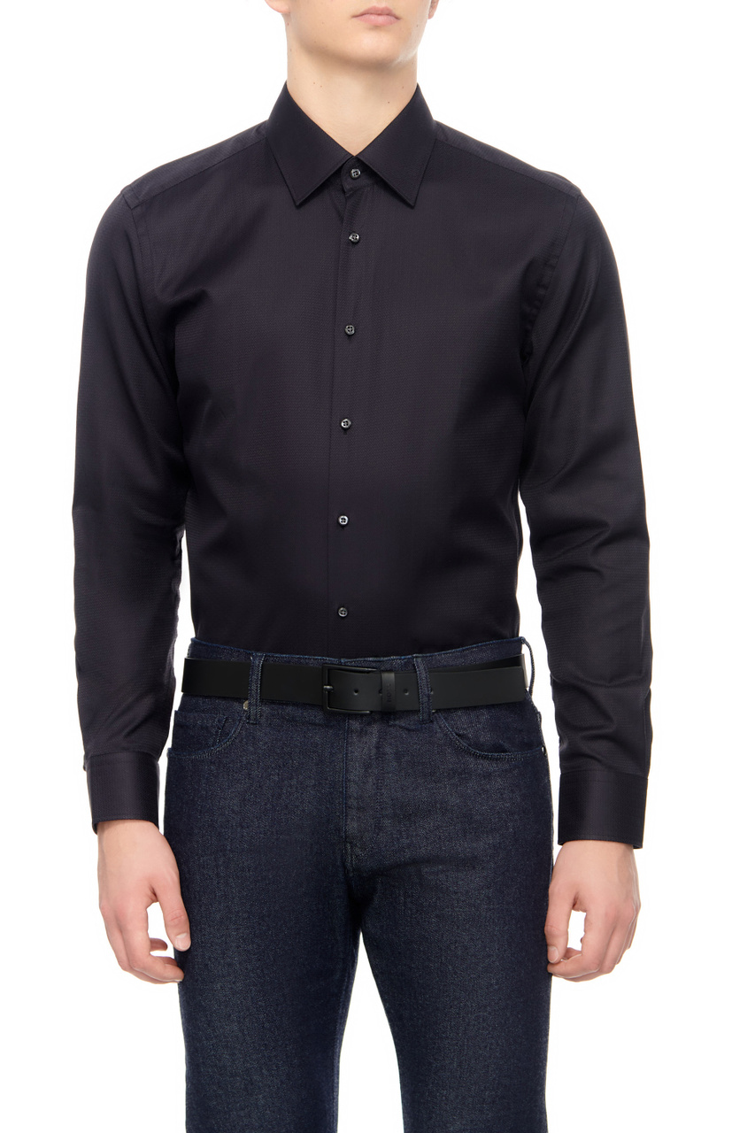 Рубашка из натурального хлопка|Основной цвет:Черный|Артикул:50502214 | Фото 1
