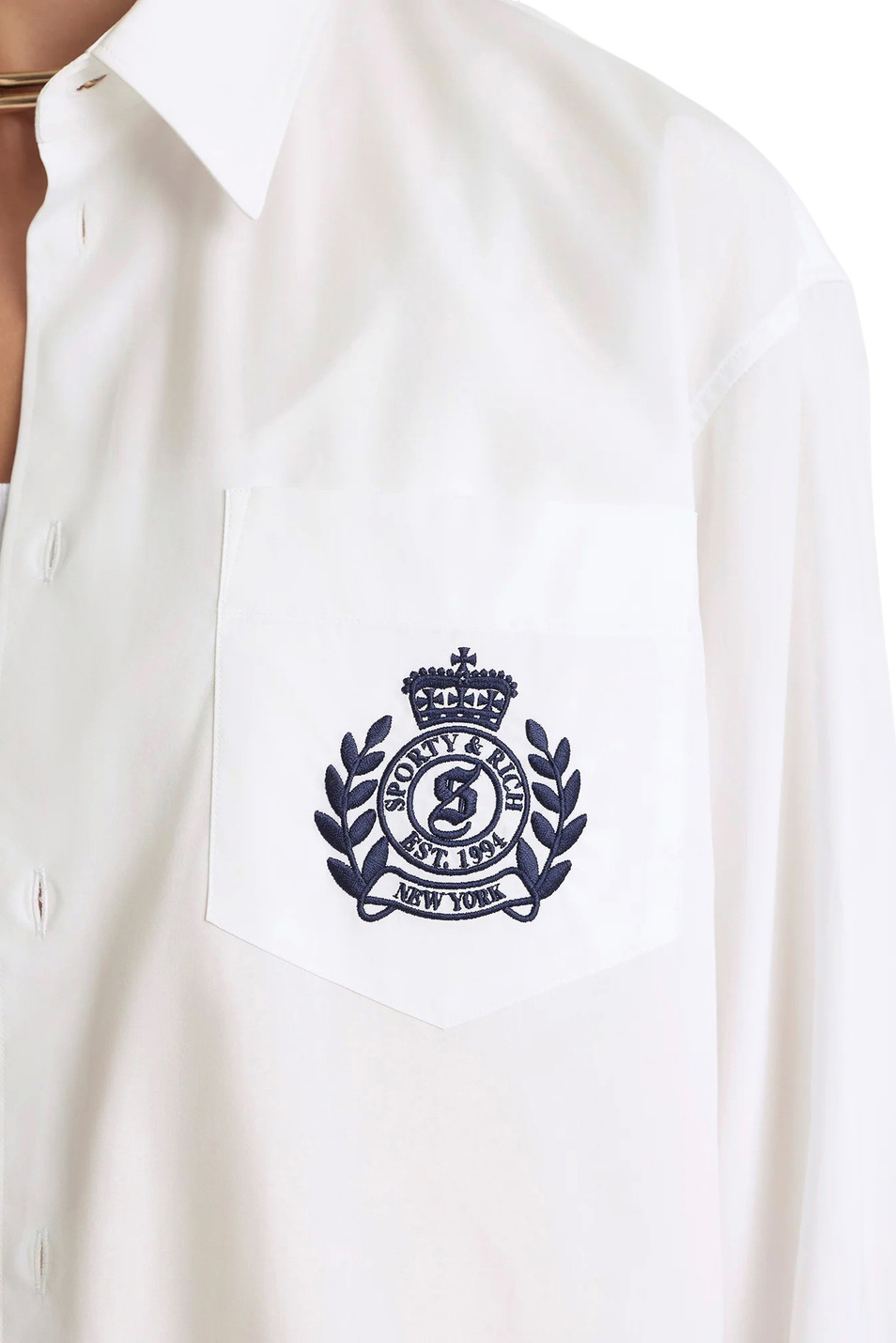 Женский Sporty & Rich Рубашка NY Crest из хлопка (цвет ), артикул SI00664243WH01 | Фото 4
