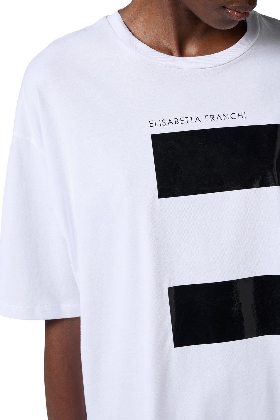 Женский Elisabetta Franchi Футболка из хлопка с логотипом (цвет ), артикул MA02651E2 | Фото 5