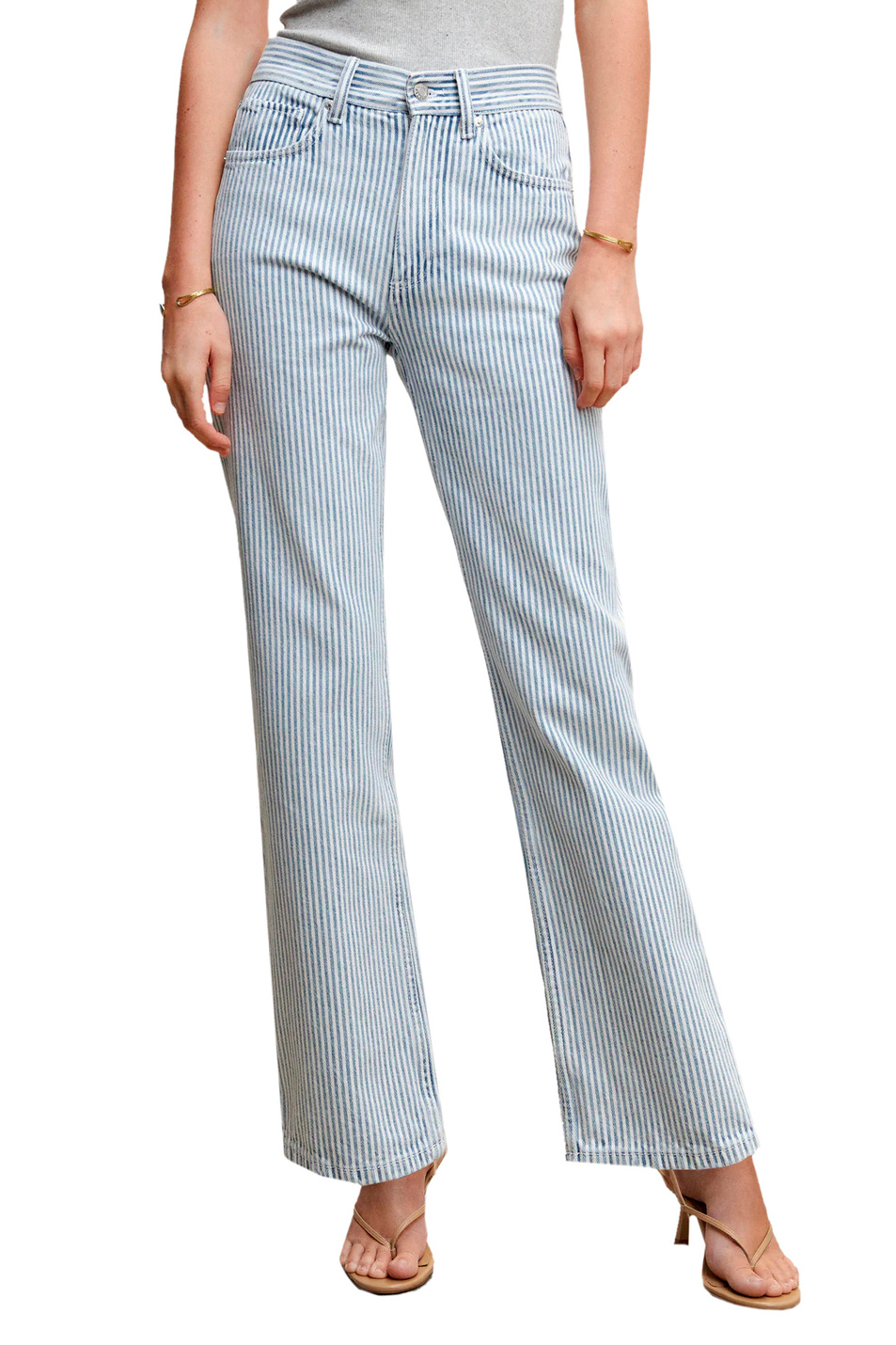 Женский Mango Джинсы MATI прямого кроя в полоску (цвет ), артикул 47087136 | Фото 3