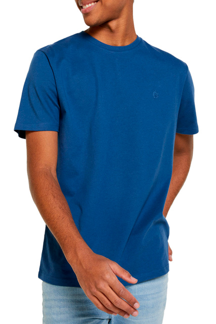 Однотонная футболка из натурального хлопка|Основной цвет:Синий|Артикул:7122219 | Фото 1