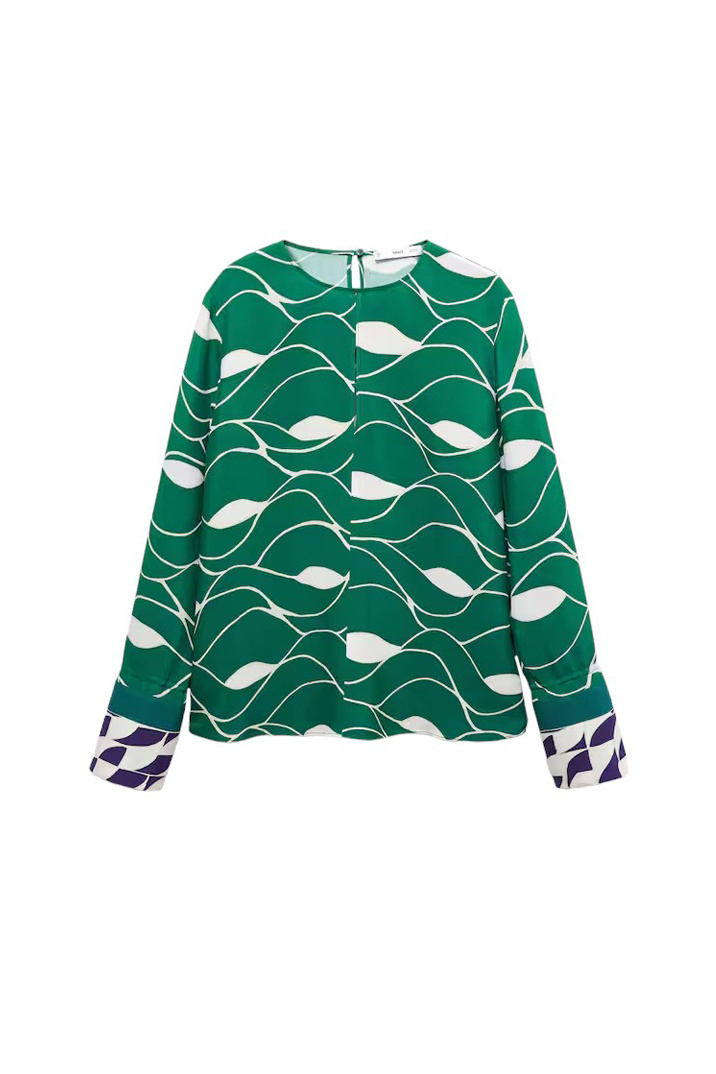 Блузка LARSON с принтом|Основной цвет:Зеленый|Артикул:67007150 | Фото 1