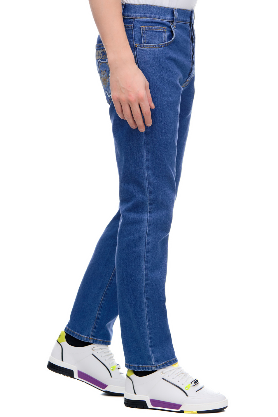 Мужской Moschino Джинсы из эластичного хлопка с нашивкой на кармане (цвет ), артикул V0329-2023 | Фото 3