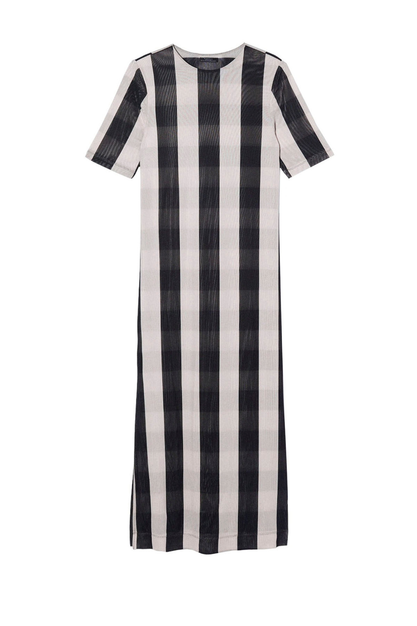 Платье с коротким рукавом|Основной цвет:Черно-белый|Артикул:211579 | Фото 1