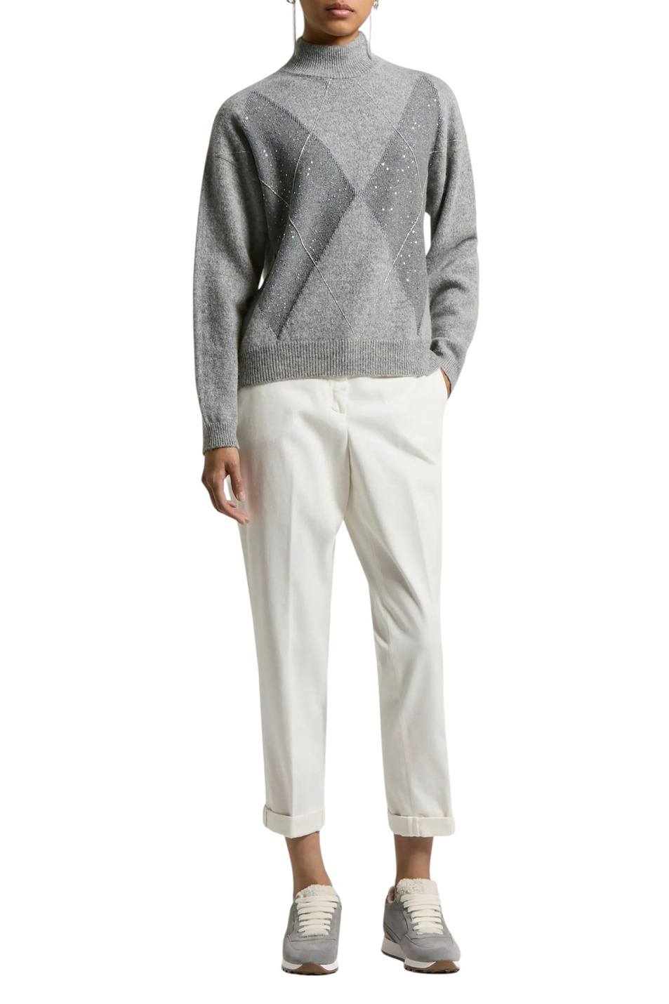 Джемпер с пайетками|Основной цвет:Серый Женский Peserico Джемпер с пайетками (цвет ), артикул S99391F07-9283H | Фото 3