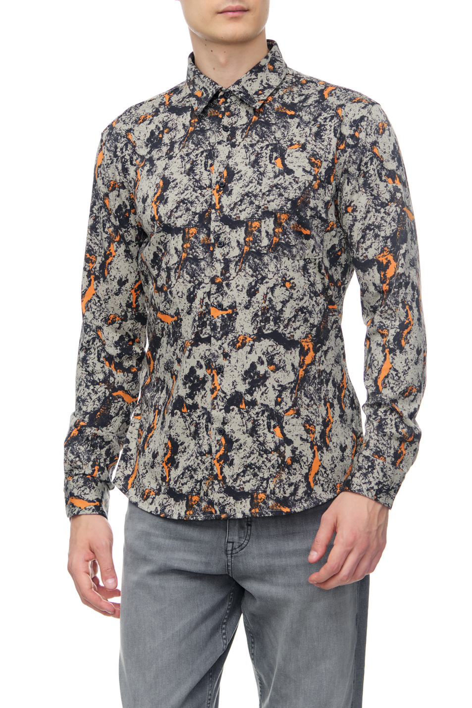 Мужской BOSS Рубашка из смесового хлопка с принтом (цвет ), артикул 50475943 | Фото 1