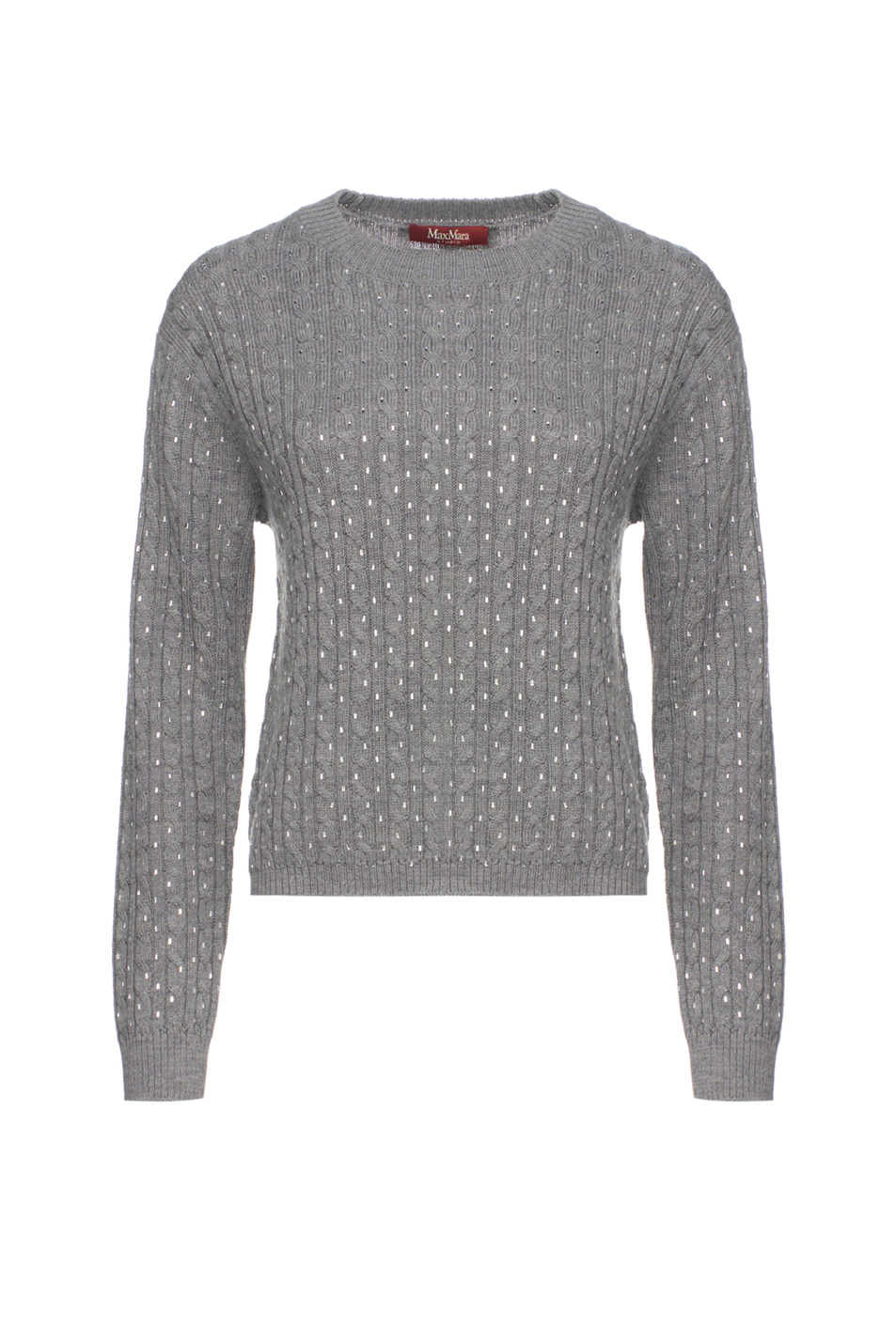 Джемпер USSURI из шерсти со стразами|Основной цвет:Серый Женский Max Mara Джемпер USSURI из шерсти со стразами (цвет ), артикул 2526366082 | Фото 1