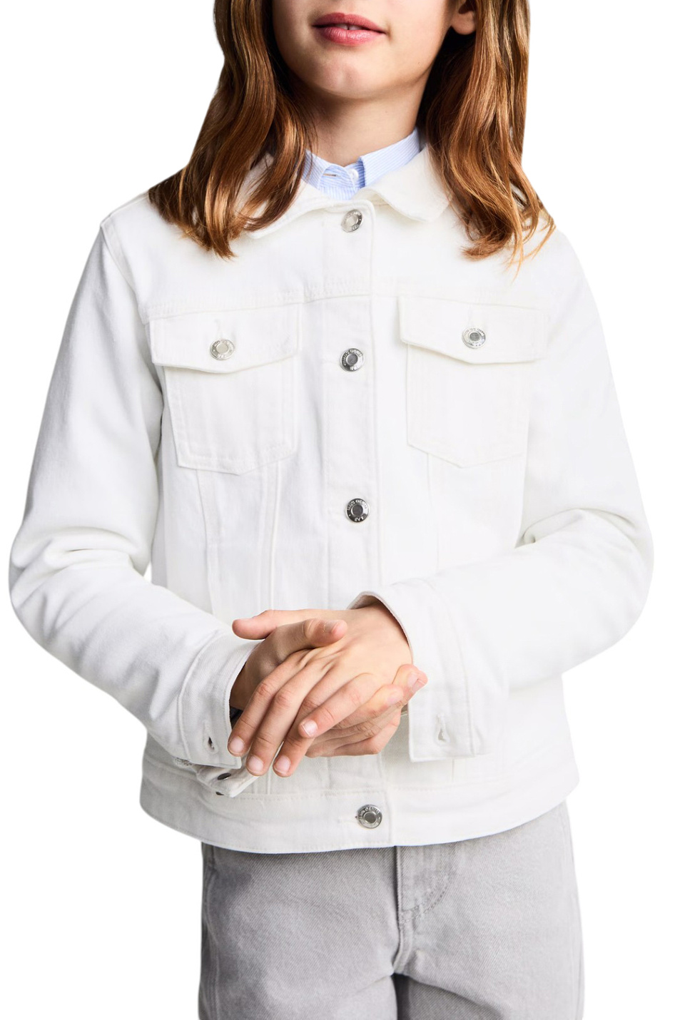 Девочкам Mango Kids Куртка ALLEGRA8 джинсовая (цвет ), артикул 87074386 | Фото 3