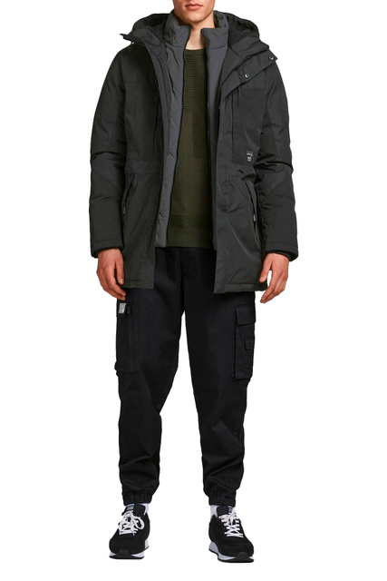 Куртка с двойным воротником|Основной цвет:Черный|Артикул:12193462 | Фото 2