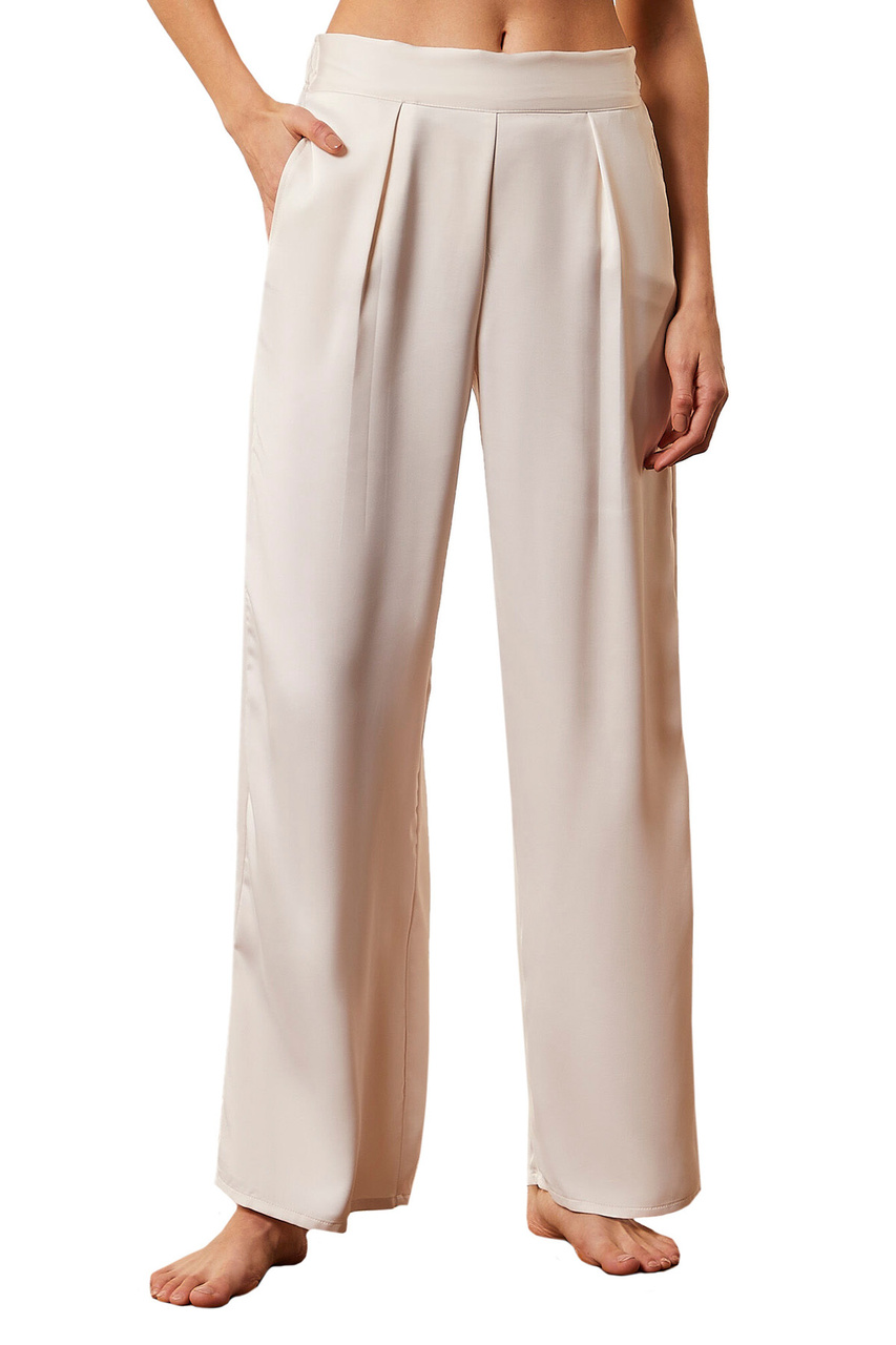 Атласные брюки широкого кроя  ERINA|Основной цвет:Кремовый|Артикул:6528158 | Фото 1