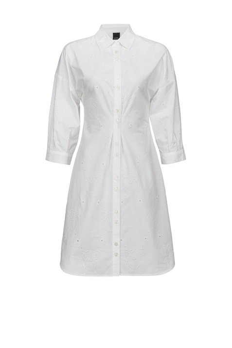 Pinko Платье-рубашка из поплина с ажурной вышивкой (Белый цвет), артикул 1G17JEY7V1 | Фото 1