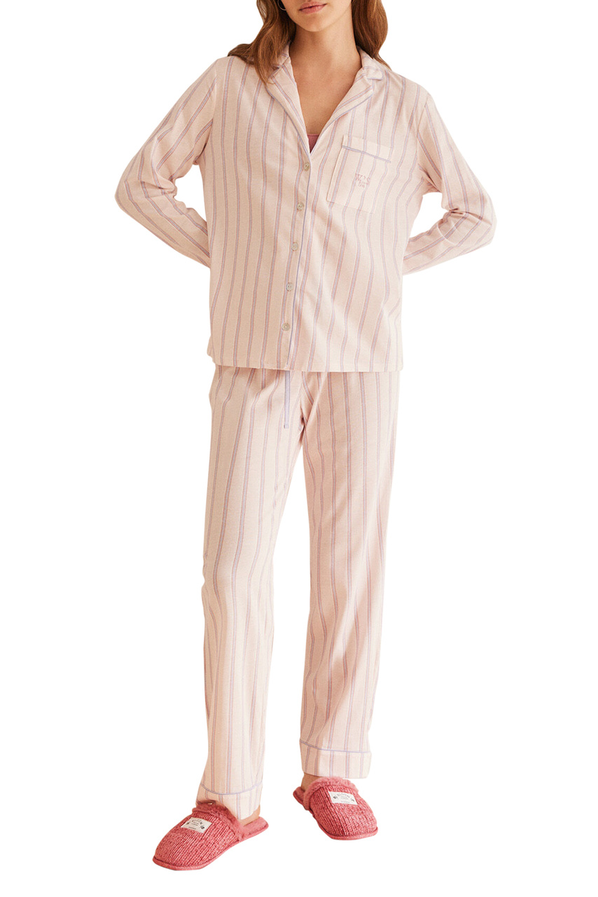 Пижама из натурального хлопка|Основной цвет:Пудровый|Артикул:3597354 | Фото 1