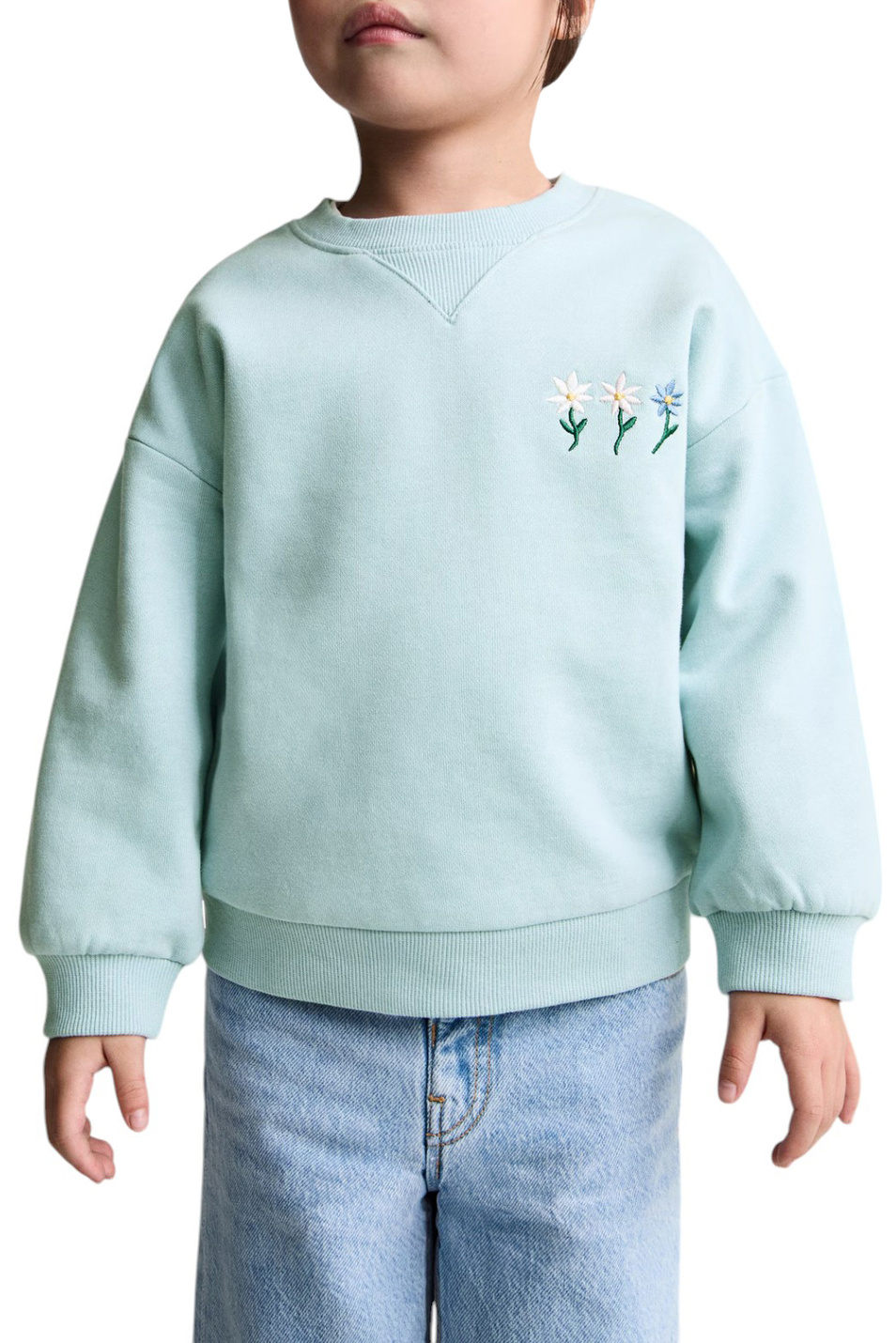 Девочкам Mango Kids Свитшот AGUA с цветочной вышивкой (цвет ), артикул 77017698 | Фото 4