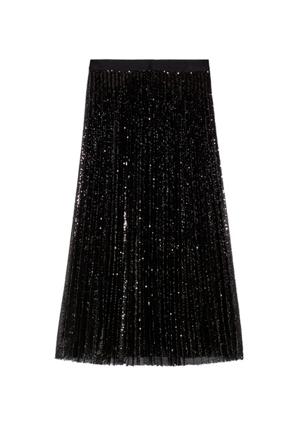 Плиссированная юбка METTERE с пайетками|Основной цвет:Черный|Артикул:17740122 | Фото 1