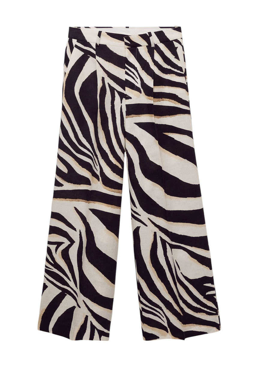 Брюки ZEBRA из льна и хлопка|Основной цвет:Черный|Артикул:87025769 | Фото 1