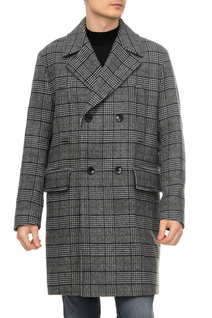 Двубортное пальто из смесовой шерсти|Основной цвет:Серый|Артикул:50479513 | Фото 1